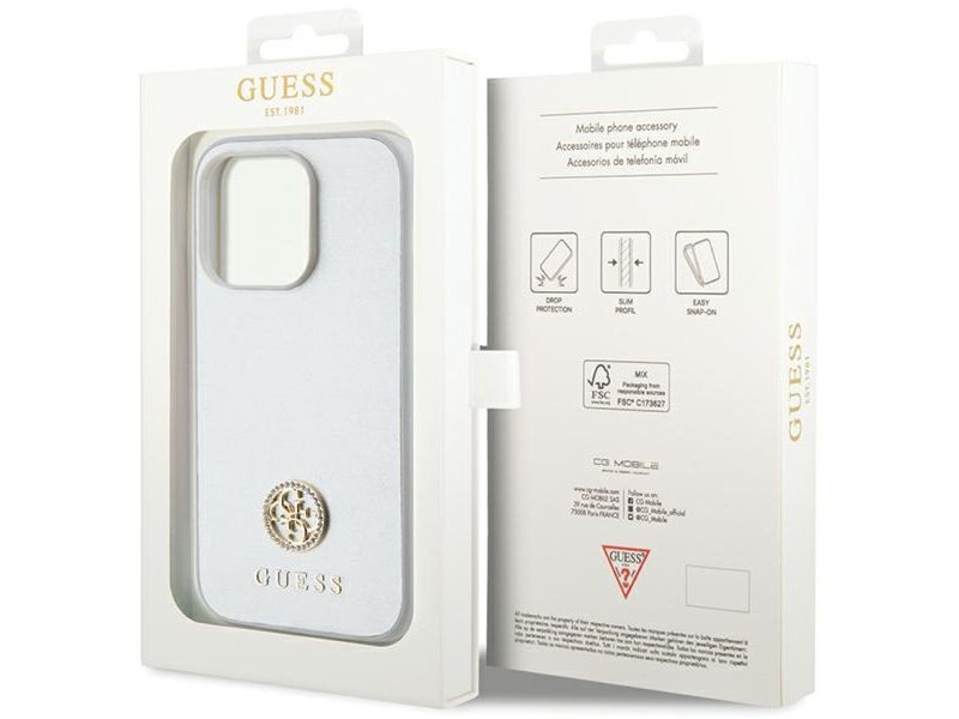 Guess Strass Metal Logo case for iPhone 15 Pro - silver