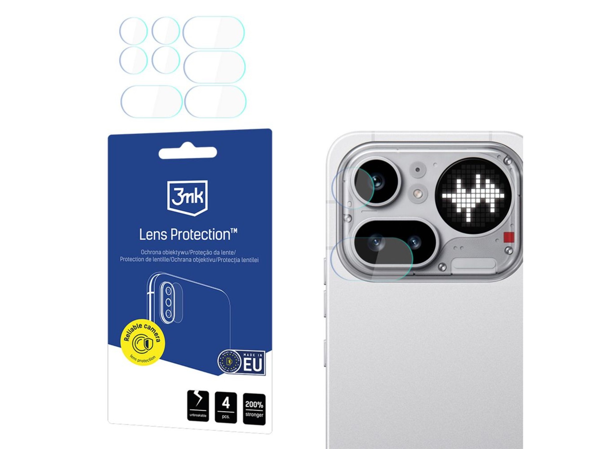 Vidro híbrido para lente de câmera 3mk, proteção de lente para celular Nothing Phone (4a) Pro