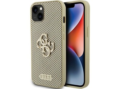 Capa Guess Perforated 4G Glitter para iPhone 15 - dourada