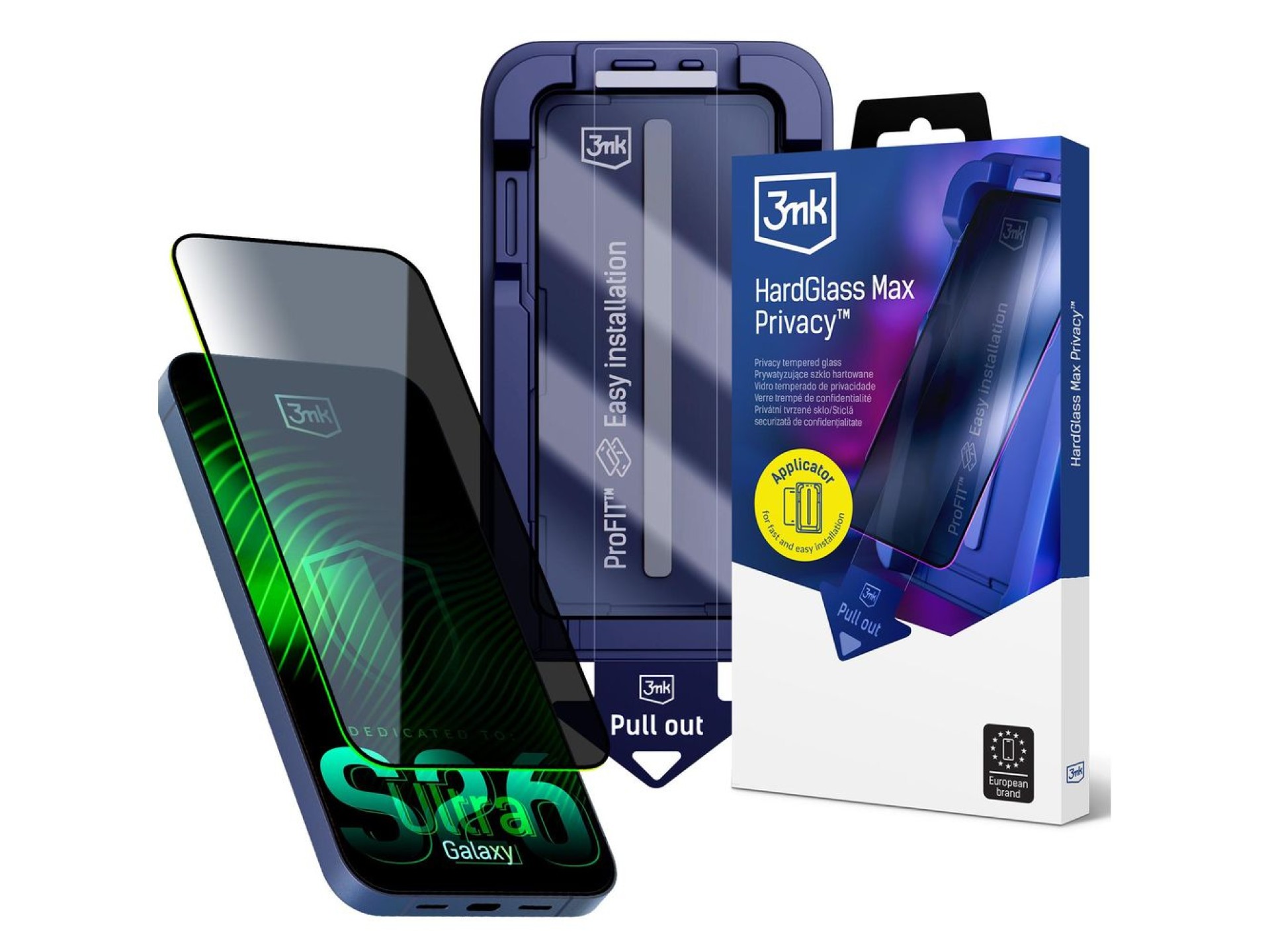 Película de vidro temperado 9H com filtro de privacidade HardGlass Max de 3 mk para Samsung Galaxy S