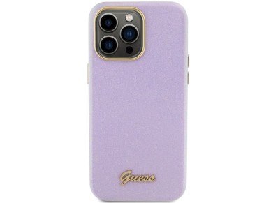 Guess Glitter Glossy Script case for iPhone 15 Pro - lilac