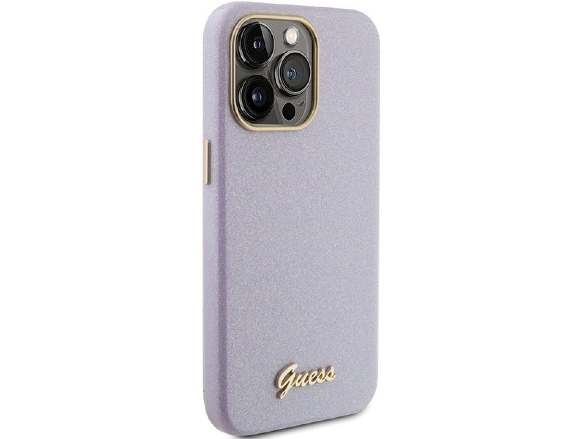 Capa Guess Glitter Glossy Script para iPhone 15 Pro - lilás