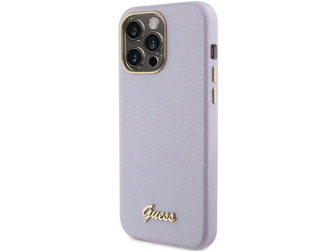 Guess Glitter Glossy Script case for iPhone 15 Pro Max - lilac
