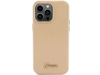 Funda Guess Glitter Glossy Script para iPhone 15 Pro - dorada Funda Guess Glitter Glossy Script para iPhone 15 Pro - dorada