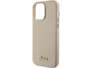 Funda Guess Glitter Glossy Script para iPhone 15 Pro - dorada Funda Guess Glitter Glossy Script para iPhone 15 Pro - dorada