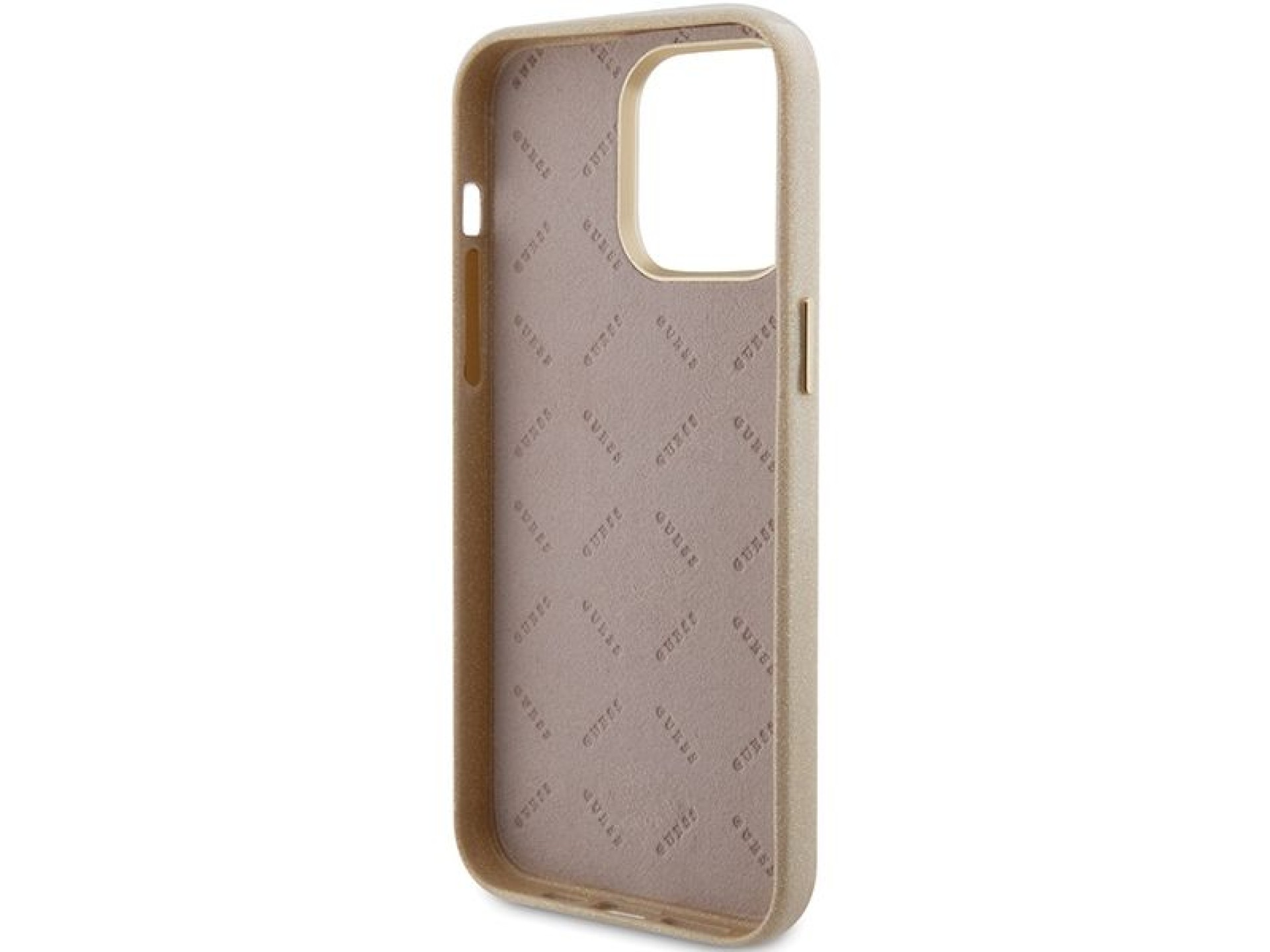 Funda Guess Glitter Glossy Script para iPhone 15 Pro - dorada