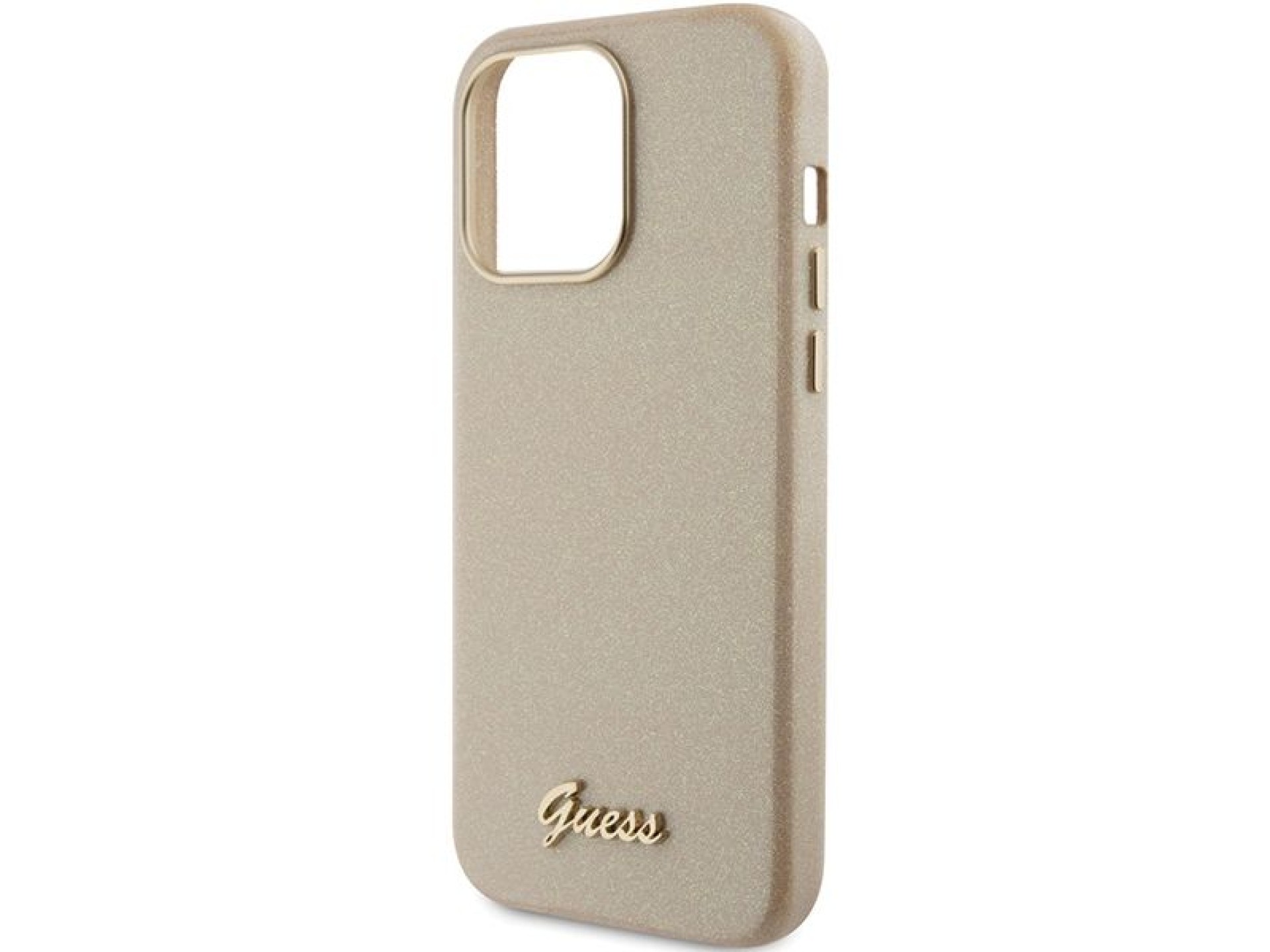 Capa Guess Glitter Glossy Script para iPhone 15 Pro Max - dourada