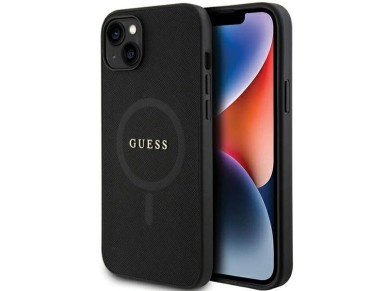 Funda rígida Guess GUHMP15MPSAHMCK para iPhone 15 Plus de 6,7" en color negro/negro, modelo Saffiano Funda rígida Guess GUHMP15MPSAHMCK para iPhone 15 Plus de 6,7" en color negro/negro, modelo Saffiano