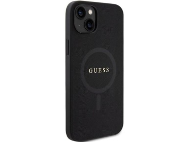 Funda rígida Guess GUHMP15MPSAHMCK para iPhone 15 Plus de 6,7" en color negro/negro, modelo Saffiano Funda rígida Guess GUHMP15MPSAHMCK para iPhone 15 Plus de 6,7" en color negro/negro, modelo Saffiano