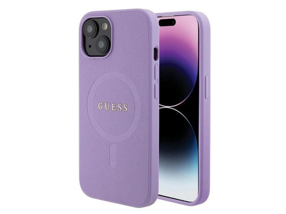 Guess GUHMP15SPSAHMCU iPhone 15 6.1" purple/purple hardcase Saffiano MagSafe