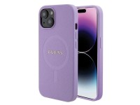 Guess Saffiano MagSafe case for iPhone 15 Plus - purple