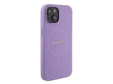 Guess Saffiano MagSafe case for iPhone 15 Plus - purple