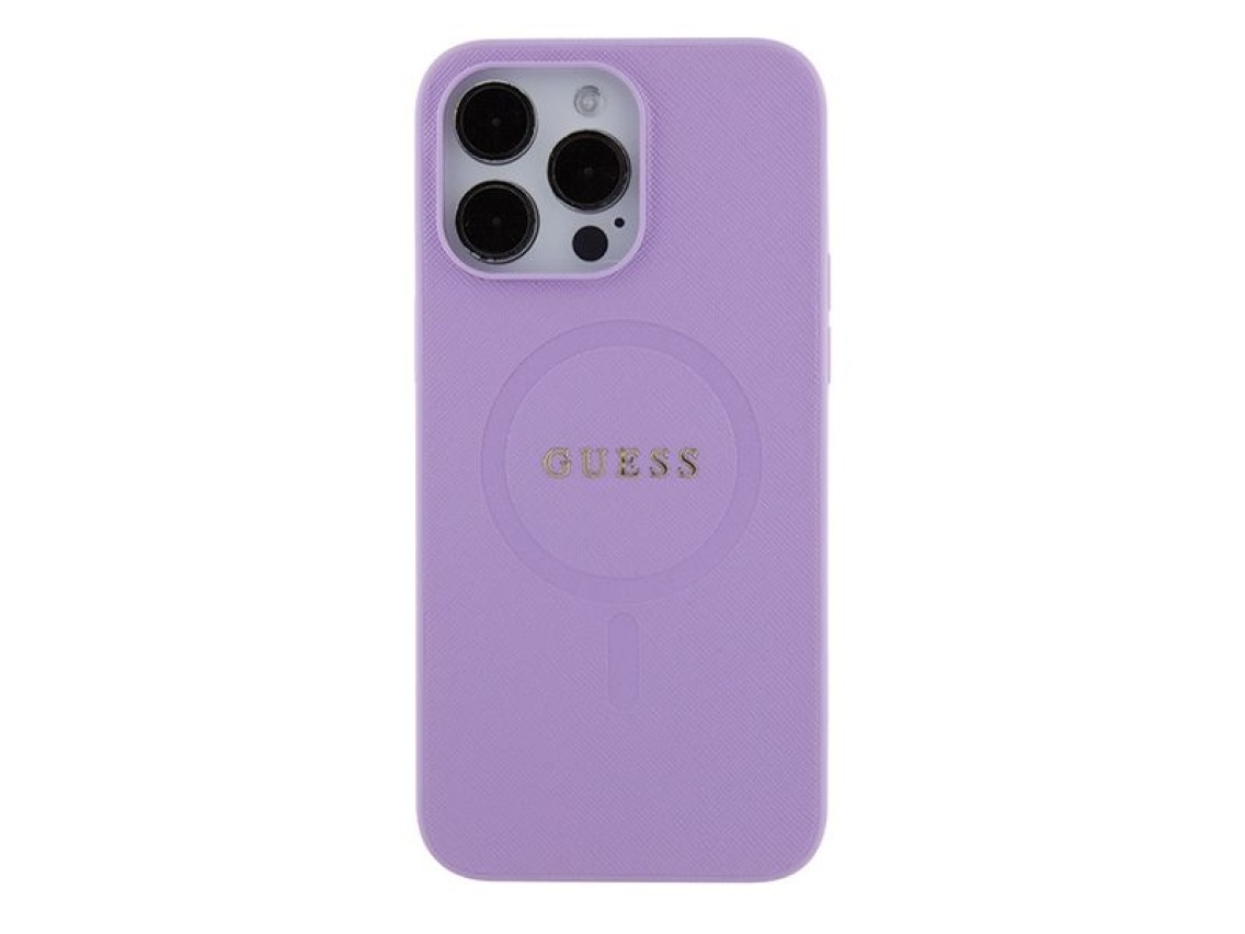 Capa Guess Saffiano MagSafe para iPhone 15 Pro - roxa