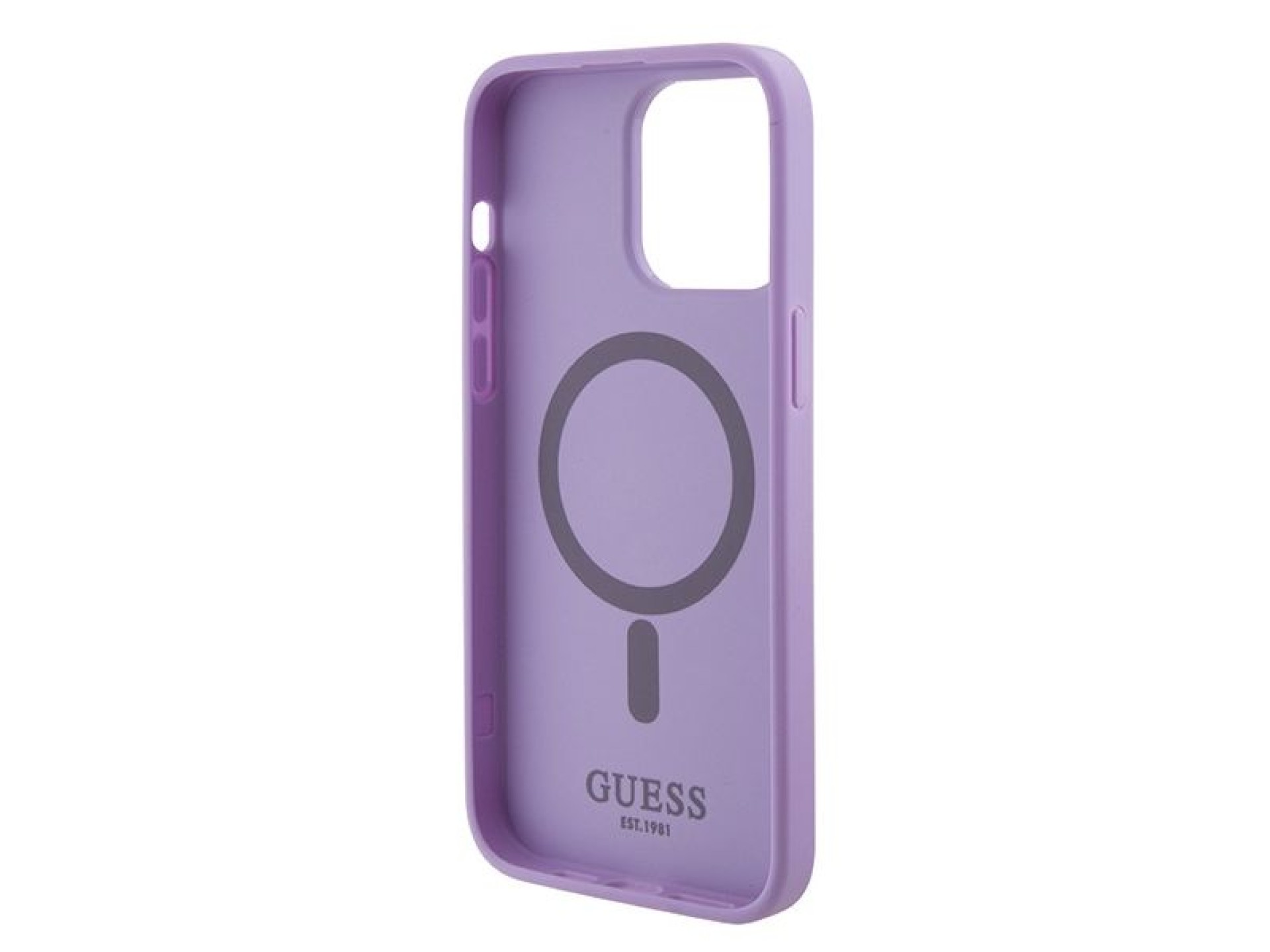 Capa Guess Saffiano MagSafe para iPhone 15 Pro - roxa