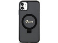 Guess Ring Stand Script Glitter MagSafe case for iPhone 11 / Xr - black Guess Ring Stand Script Glitter MagSafe case for iPhone 11 / Xr - black