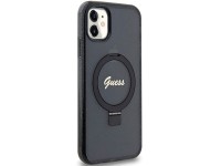 Guess Ring Stand Script Glitter MagSafe case for iPhone 11 / Xr - black Guess Ring Stand Script Glitter MagSafe case for iPhone 11 / Xr - black