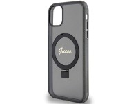 Guess Ring Stand Script Glitter MagSafe case for iPhone 11 / Xr - black Guess Ring Stand Script Glitter MagSafe case for iPhone 11 / Xr - black