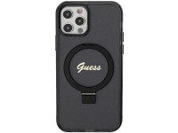 Capa MagSafe Guess Ring Stand Script Glitter para iPhone 12/12 Pro - preta Capa MagSafe Guess Ring Stand Script Glitter para iPhone 12/12 Pro - preta