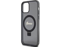 Capa MagSafe Guess Ring Stand Script Glitter para iPhone 12/12 Pro - preta Capa MagSafe Guess Ring Stand Script Glitter para iPhone 12/12 Pro - preta