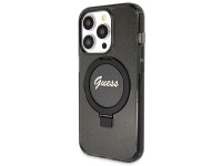 Capa MagSafe Guess Ring Stand Script Glitter para iPhone 13 Pro Max - preta Capa MagSafe Guess Ring Stand Script Glitter para iPhone 13 Pro Max - preta
