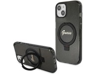 Funda Guess Ring Stand Script Glitter MagSafe para iPhone 14 / 15 / 13 - negra Funda Guess Ring Stand Script Glitter MagSafe para iPhone 14 / 15 / 13 - negra