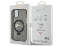 Funda Guess Ring Stand Script Glitter MagSafe para iPhone 14 / 15 / 13 - negra Funda Guess Ring Stand Script Glitter MagSafe para iPhone 14 / 15 / 13 - negra