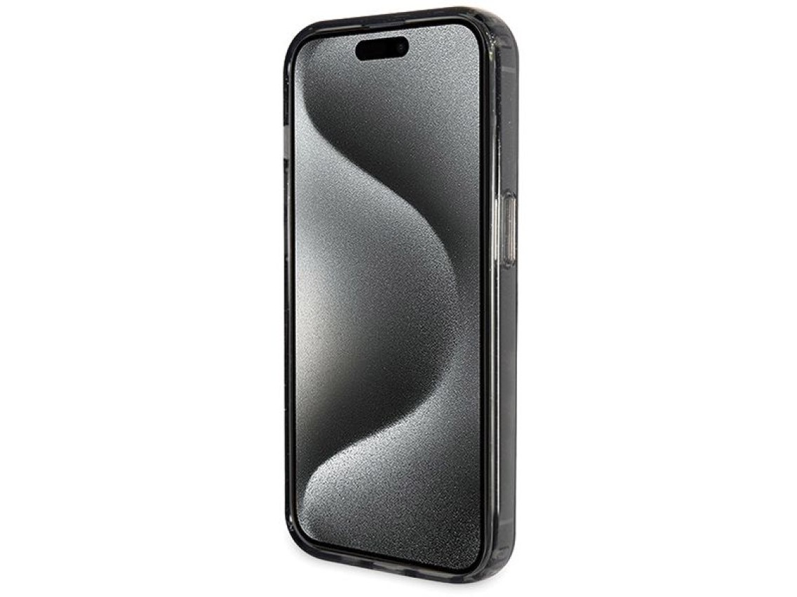 Capa MagSafe Guess Ring Stand Script Glitter para iPhone 14 Pro - preta