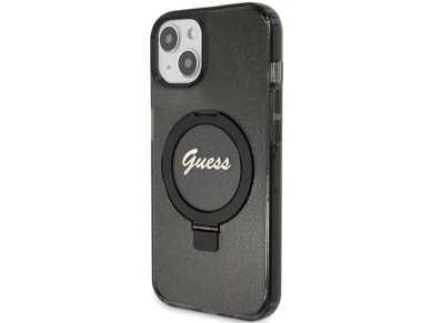 Guess Ring Stand Script Glitter MagSafe Case for iPhone 15 Plus / 14 Plus - Black Guess Ring Stand Script Glitter MagSafe Case for iPhone 15 Plus / 14 Plus - Black