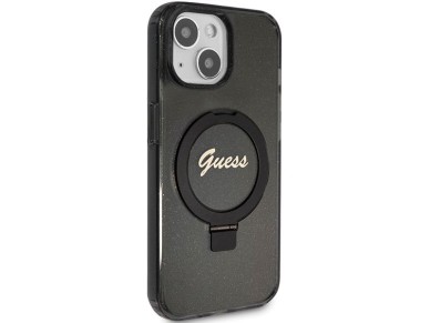 Guess Ring Stand Script Glitter MagSafe Case for iPhone 15 Plus / 14 Plus - Black Guess Ring Stand Script Glitter MagSafe Case for iPhone 15 Plus / 14 Plus - Black