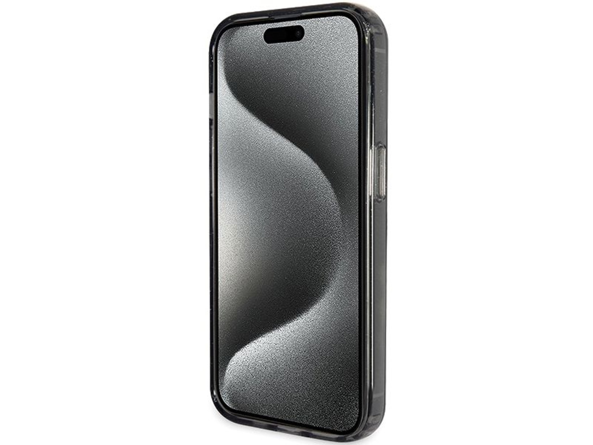 Guess Ring Stand Script Glitter MagSafe case for iPhone 15 Pro - black