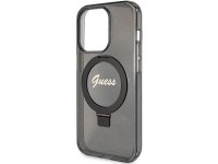 Guess Ring Stand Script Glitter MagSafe case for iPhone 15 Pro - black Guess Ring Stand Script Glitter MagSafe case for iPhone 15 Pro - black