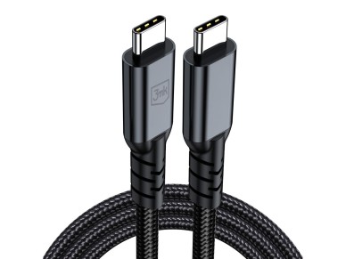 Cable 3mk Hyper N-SERIES Thunderbolt 4 USB-C / USB-C 1m 48V/5A 40Gb/s 240W 8K60Hz - negro