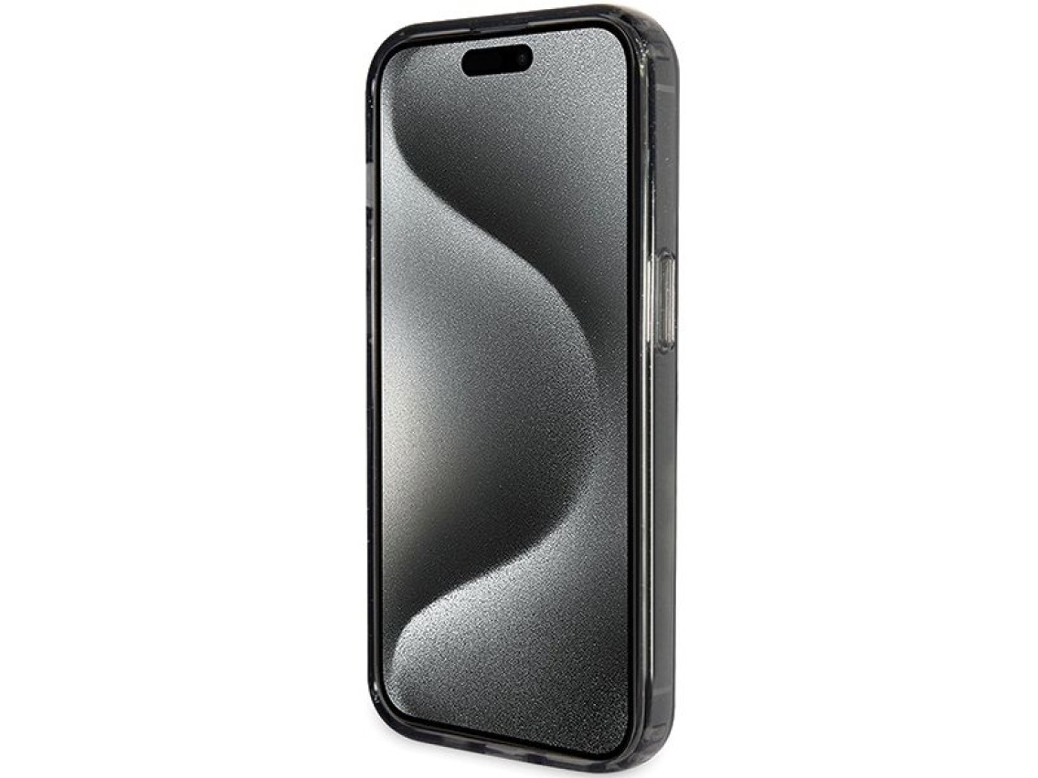 Capa MagSafe Guess Ring Stand Script Glitter para iPhone 15 Pro Max - preta