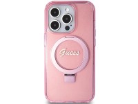 Capa MagSafe Guess Ring Stand Script Glitter para iPhone 15 Pro Max - rosa