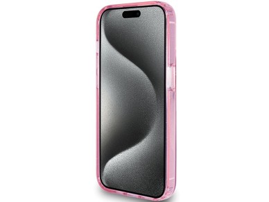 Capa MagSafe Guess Ring Stand Script Glitter para iPhone 15 Pro Max - rosa