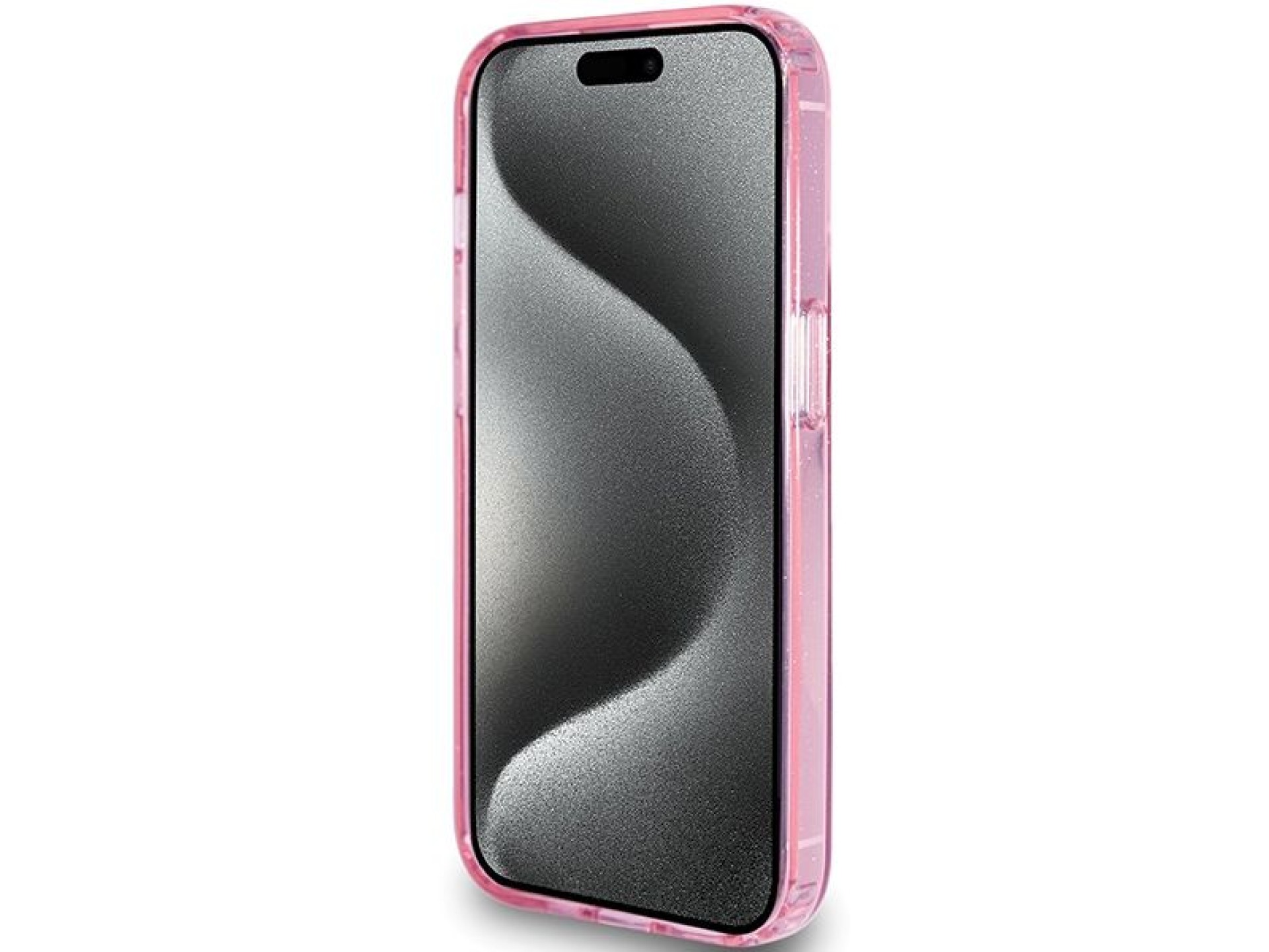 Capa MagSafe Guess Ring Stand Script Glitter para iPhone 15 Pro Max - rosa
