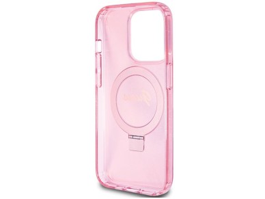 Capa MagSafe Guess Ring Stand Script Glitter para iPhone 15 Pro Max - rosa