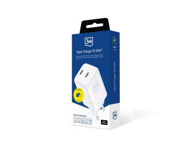 3mk Hyper Charger PD 45W QC4+ PPS 2C Super-Fast Charge 2.0 Wall Charger - White