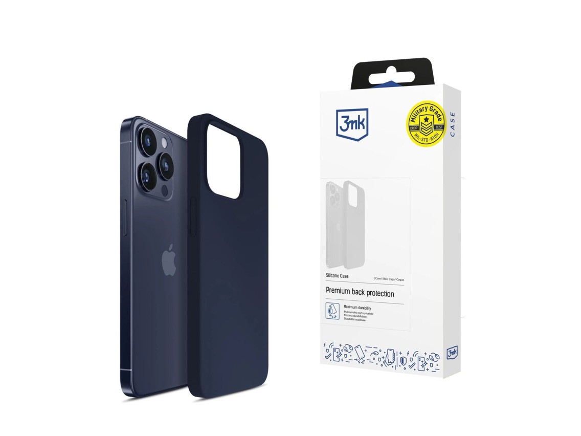 Funda de silicona 3mk para iPhone 16 Pro - Azul marino