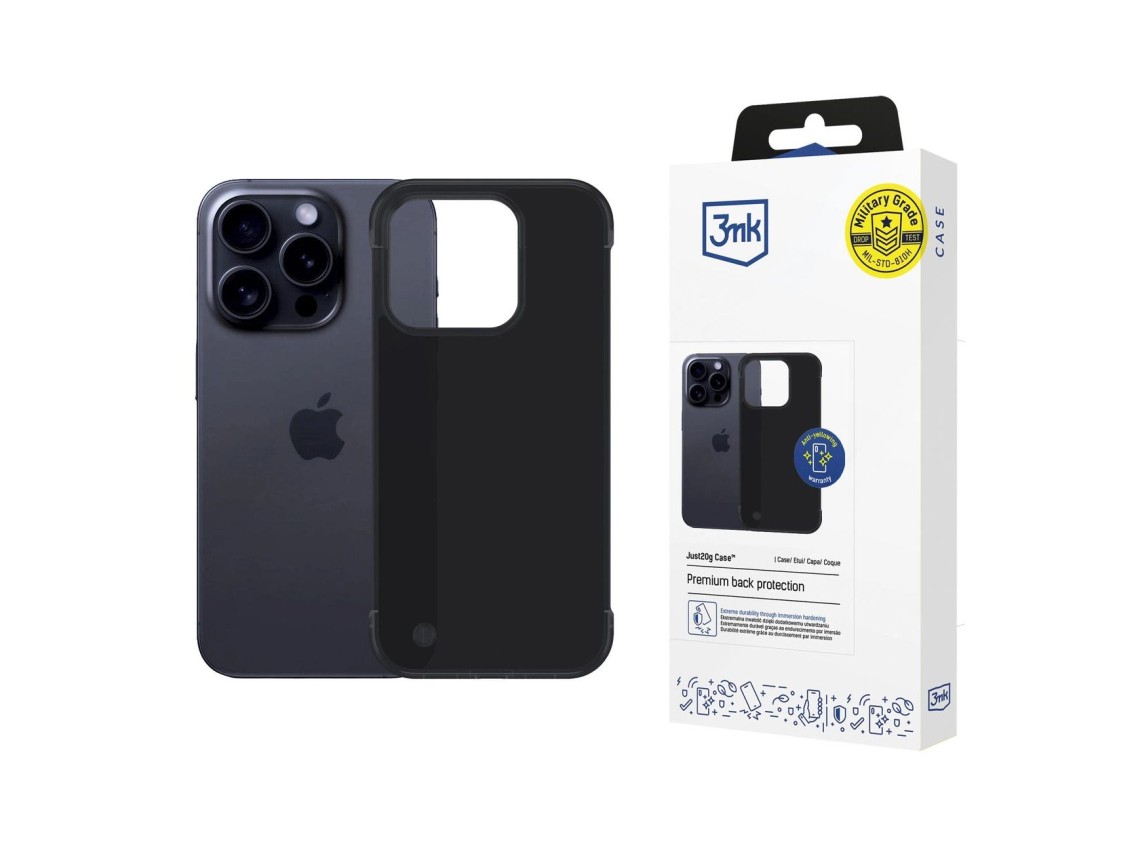 Funda mate 3mk Just20g para Apple iPhone 14 Pro Max - Negro mate