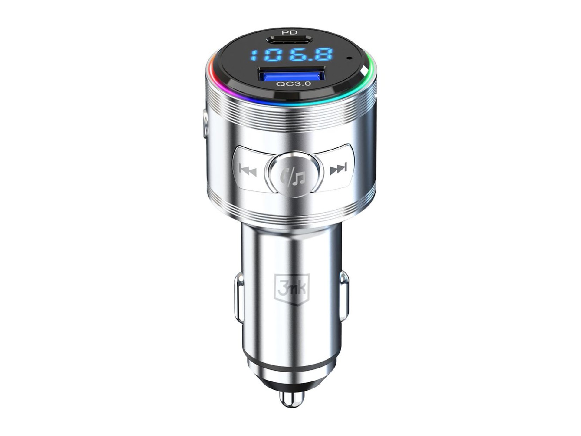 Transmisor 3 en 1 48W QC PD PPS USB-C USB-A 3mk Hyper Car Power Transmitter