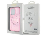 Capa MagSafe Guess Ring Stand Script Glitter para iPhone 15 Pro Max - rosa Capa MagSafe Guess Ring Stand Script Glitter para iPhone 15 Pro Max - rosa