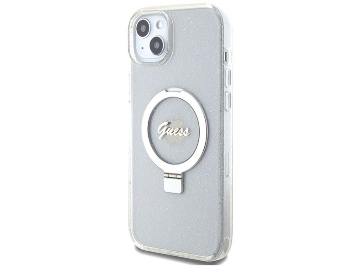 Capa rígida transparente Guess GUHMP15MHRSGSD para iPhone 15 Plus / 14 Plus de 6,7" com suporte de a