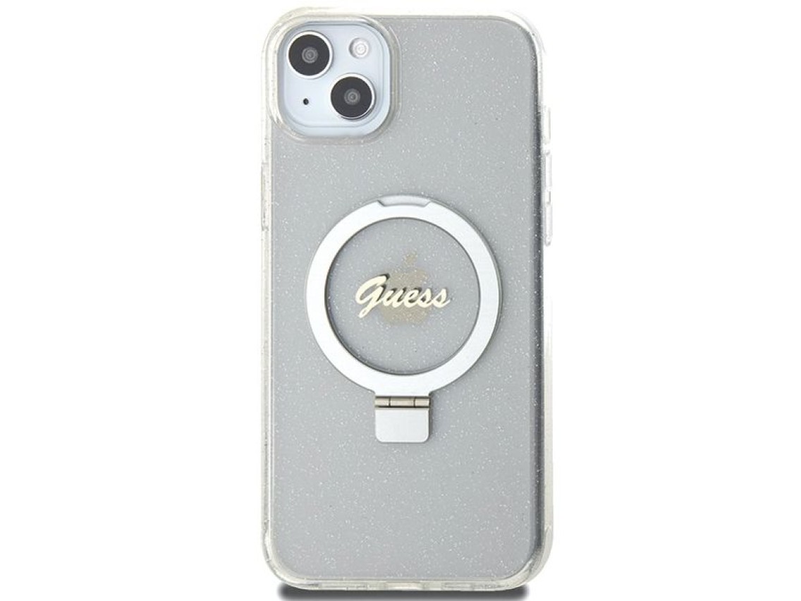 Capa rígida transparente Guess GUHMP15MHRSGSD para iPhone 15 Plus / 14 Plus de 6,7" com suporte de a