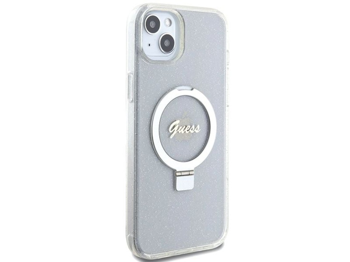 Capa rígida transparente Guess GUHMP15MHRSGSD para iPhone 15 Plus / 14 Plus de 6,7" com suporte de a