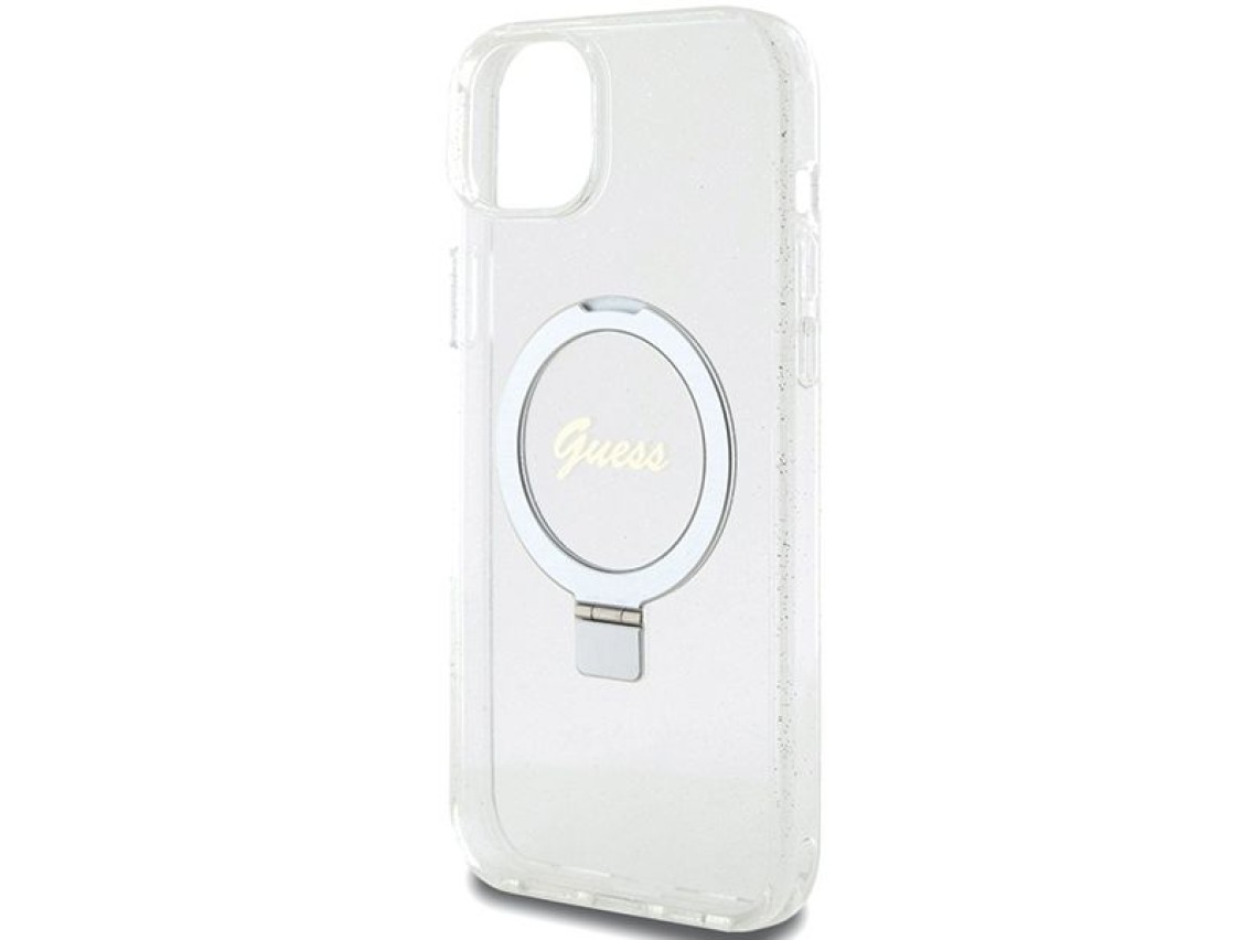 Capa rígida transparente Guess GUHMP15MHRSGSD para iPhone 15 Plus / 14 Plus de 6,7" com suporte de a