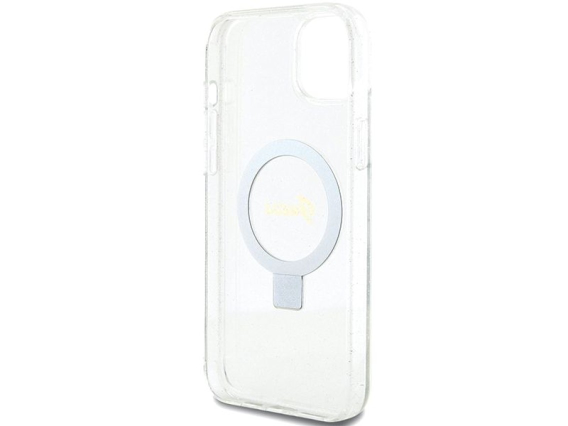 Capa rígida transparente Guess GUHMP15MHRSGSD para iPhone 15 Plus / 14 Plus de 6,7" com suporte de a