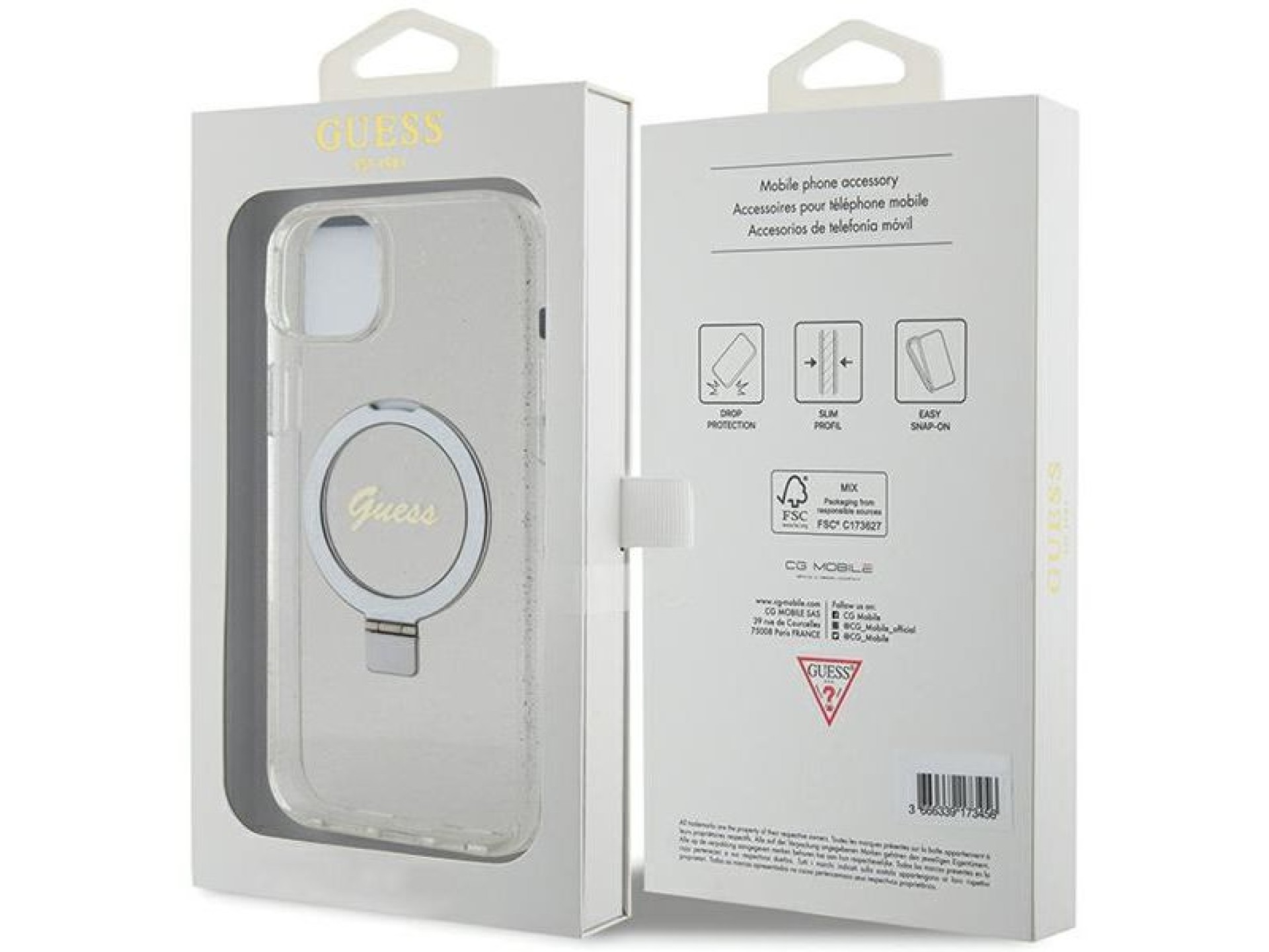 Capa rígida transparente Guess GUHMP15MHRSGSD para iPhone 15 Plus / 14 Plus de 6,7