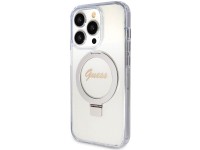 Guess Ring Stand Script Glitter MagSafe case for iPhone 15 Pro - transparent Guess Ring Stand Script Glitter MagSafe case for iPhone 15 Pro - transparent