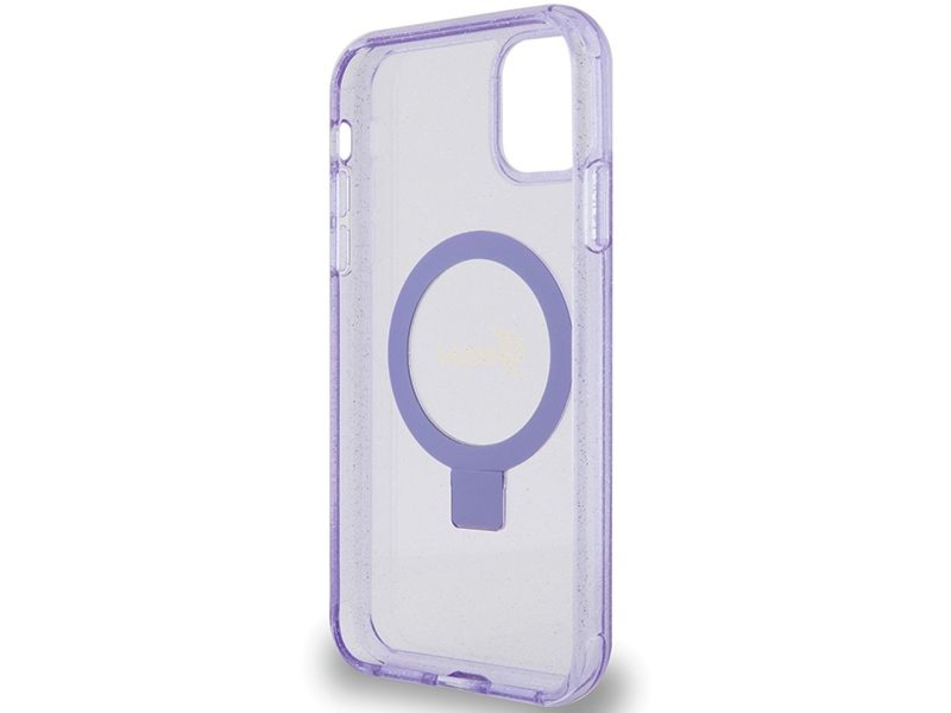 Capa MagSafe Guess Ring Stand Script Glitter para iPhone 11 / Xr - roxa